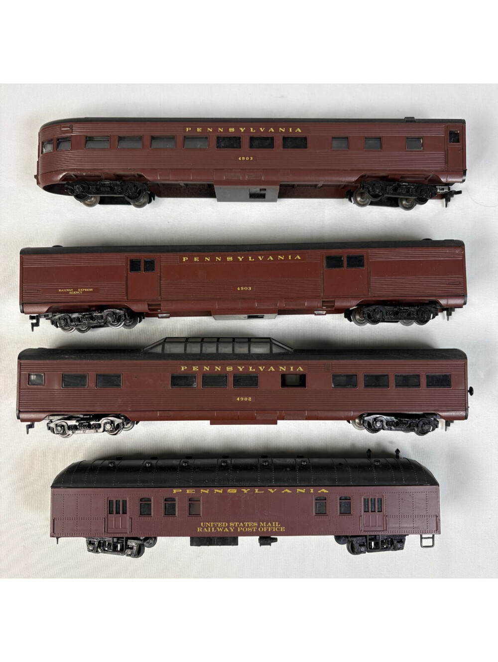 Pennsylvania Railroad HO Scale Passenger Car Lot Of 4 PRR Heavyweight Vintage